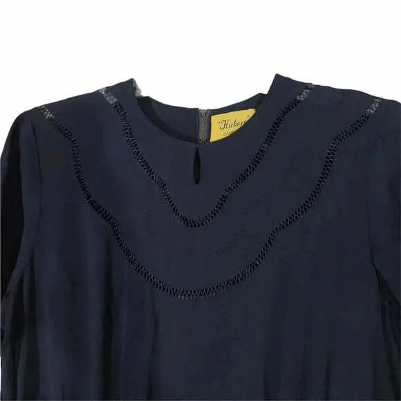 Habern Original 1930s Navy Blue Rayon Church Dress - Picture 3 of 8
